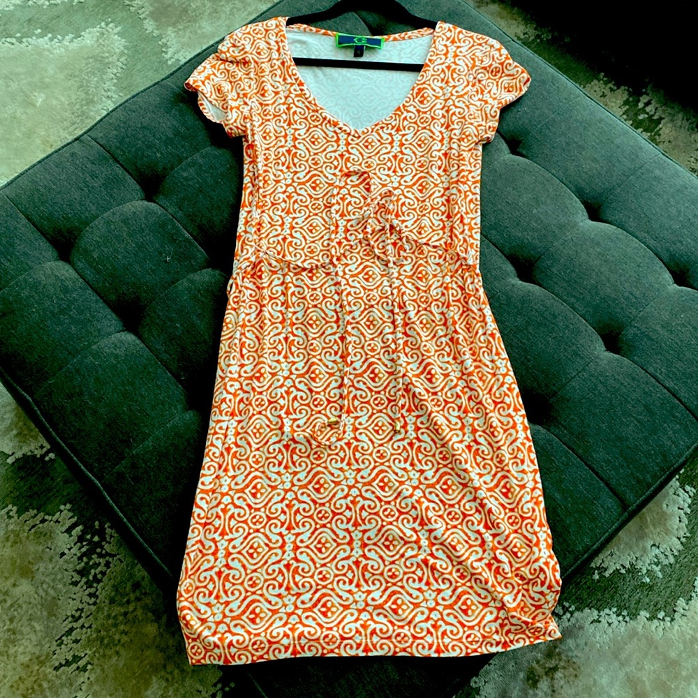 C Wonder orange and white dress